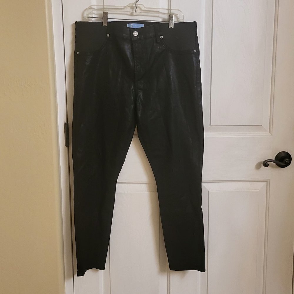 7 For All Mankind Black b(air) Coated Ankle Skinny Jeans Size 32 NWT